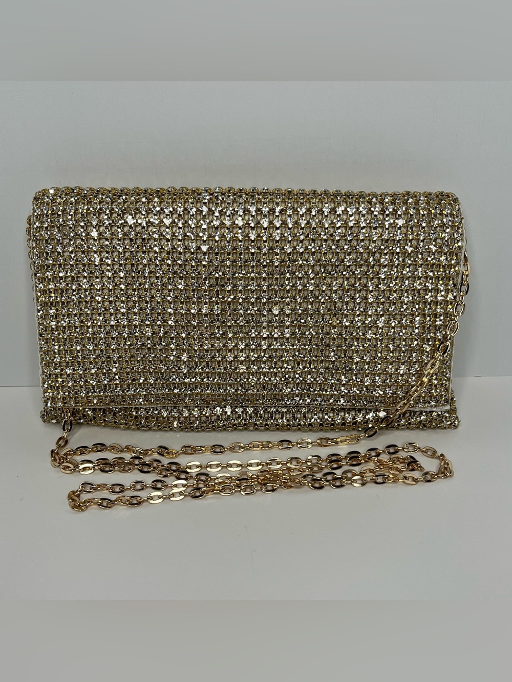 INC International Concepts Prudence Small Diamond Mesh Crossbody Gold